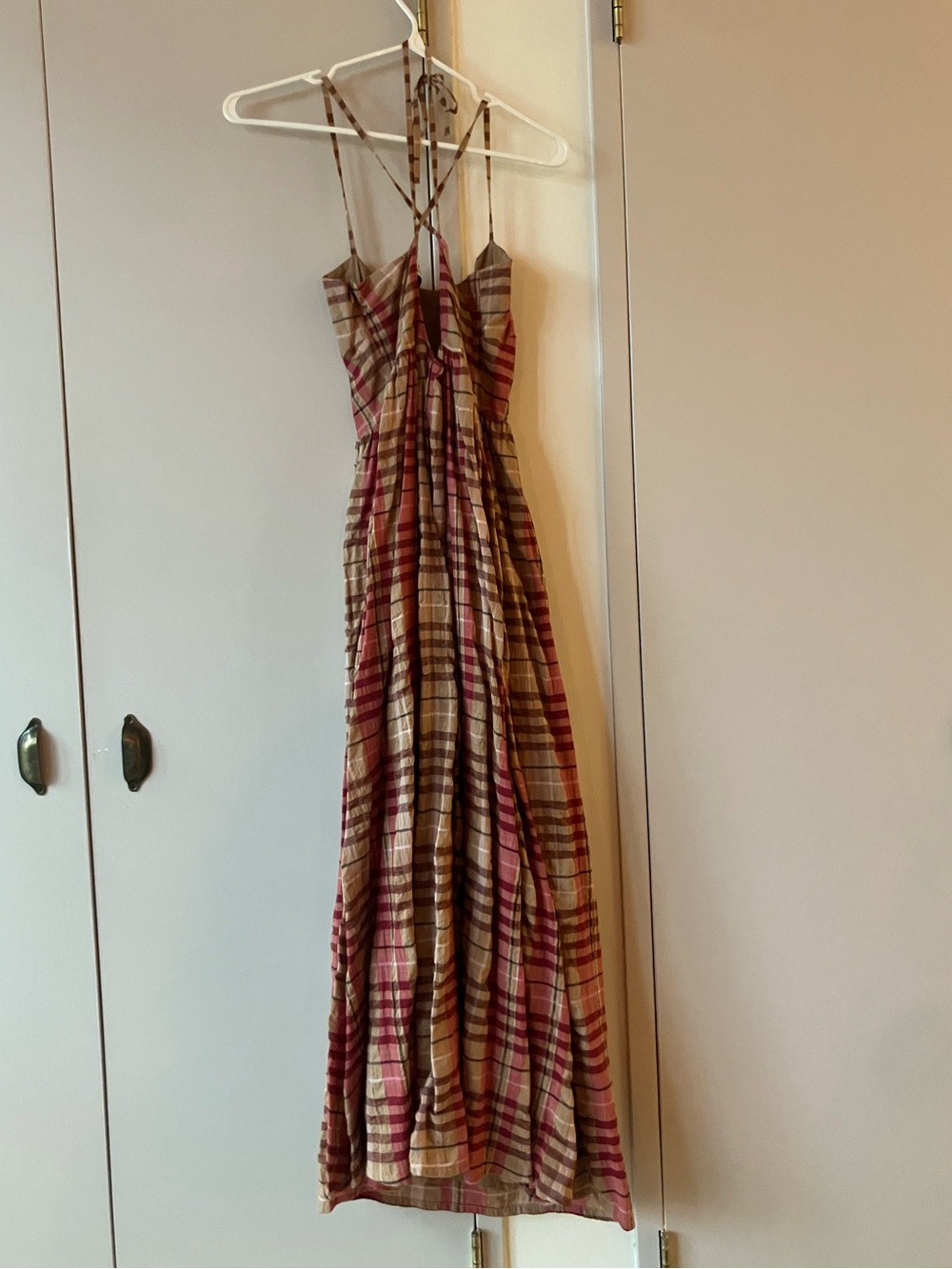 Frank & Oak Pink and Tan Plaid Maxi Dress - Picture 6 of 6